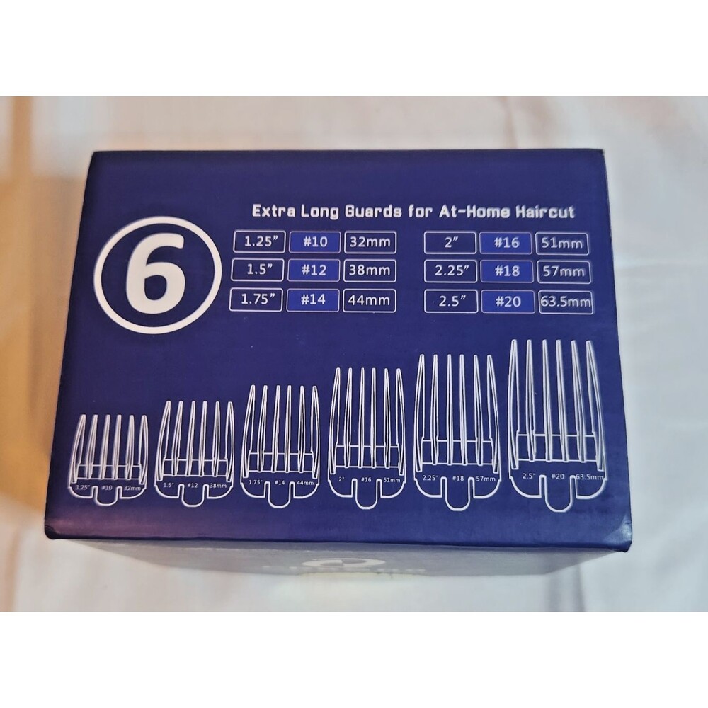 Wahl Compatible Clipper Guards 10 12 14 16 18 20 Black 6pc Extra Long 1.25-2.5"